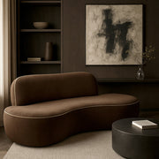 Swerve 77" Velvet Upholstered Loveseat in Brown - 44021Brown-L