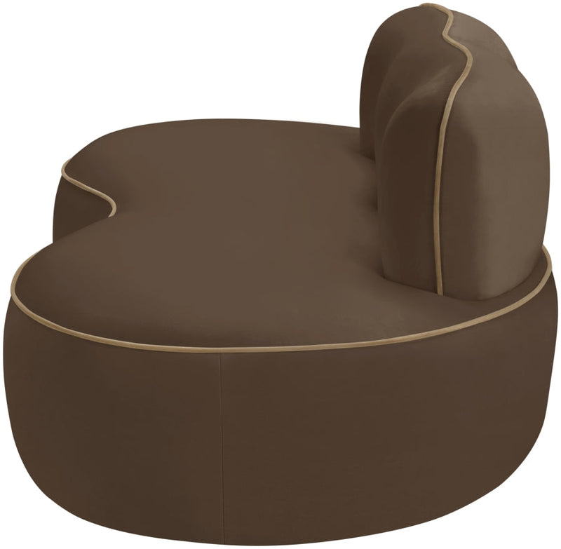 Swerve 77" Velvet Upholstered Loveseat in Brown - 44021Brown-L