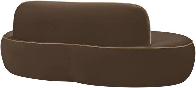 Swerve 77" Velvet Upholstered Loveseat in Brown - 44021Brown-L