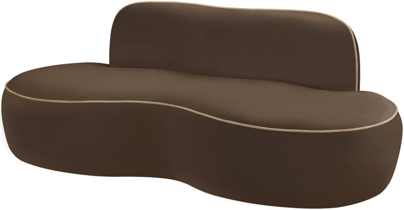 Swerve 77" Velvet Upholstered Loveseat in Brown - 44021Brown-L