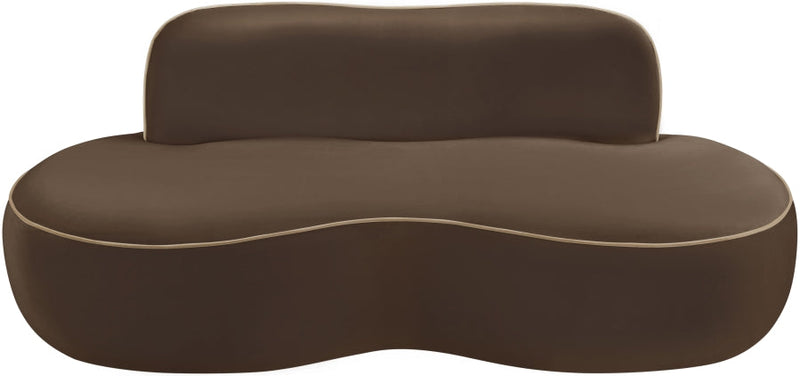 Swerve 77" Velvet Upholstered Loveseat in Brown - 44021Brown-L