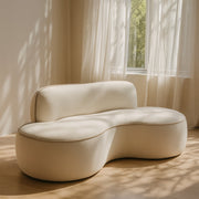 Swerve 77" Velvet Upholstered Loveseat in Cream - 44021Cream-L