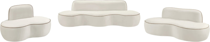 Swerve 77" Velvet Upholstered Loveseat in Cream - 44021Cream-L
