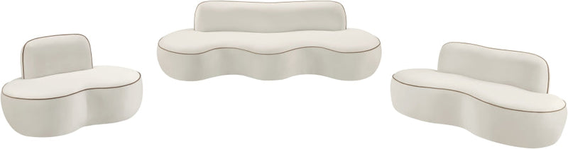 Swerve 77" Velvet Upholstered Loveseat in Cream - 44021Cream-L