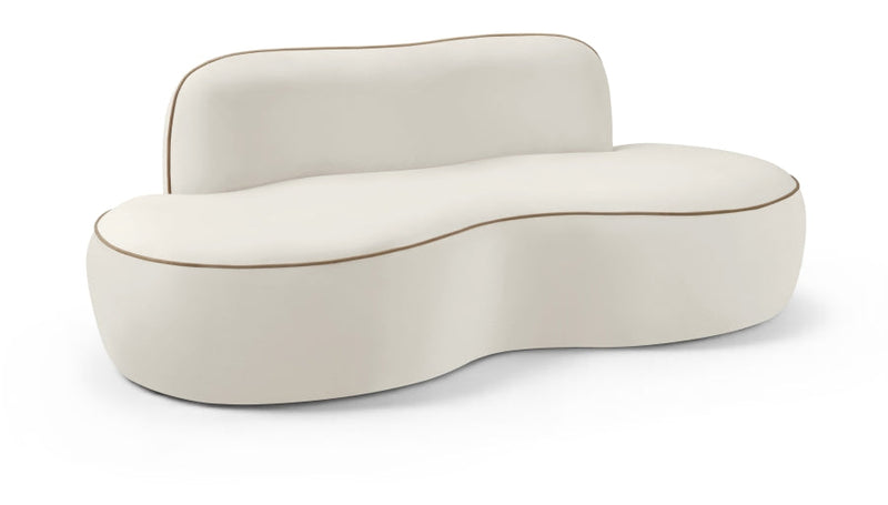 Swerve 77" Velvet Upholstered Loveseat in Cream - 44021Cream-L