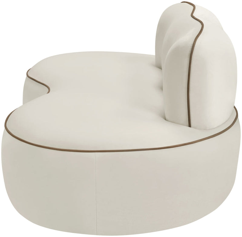 Swerve 77" Velvet Upholstered Loveseat in Cream - 44021Cream-L