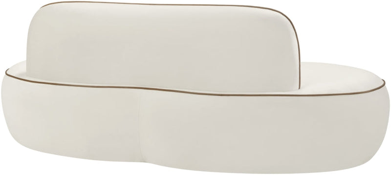 Swerve 77" Velvet Upholstered Loveseat in Cream - 44021Cream-L