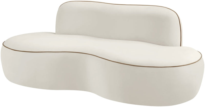 Swerve 77" Velvet Upholstered Loveseat in Cream - 44021Cream-L