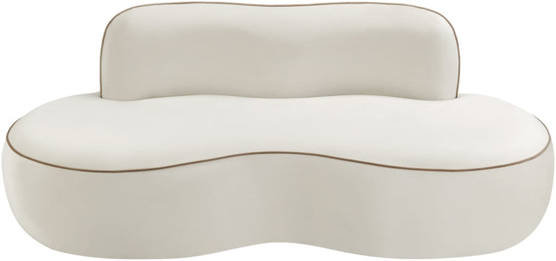 Swerve 77" Velvet Upholstered Loveseat in Cream - 44021Cream-L