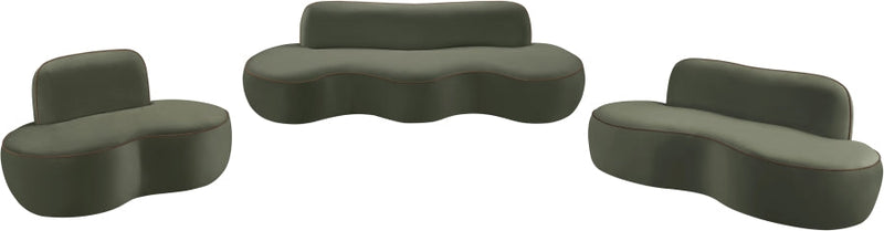 Swerve 77" Velvet Upholstered Loveseat in Green - 44021Green-L