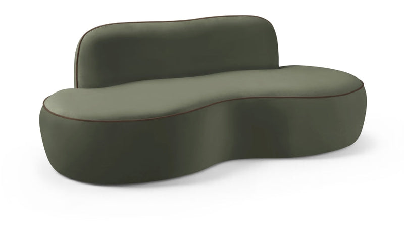 Swerve 77" Velvet Upholstered Loveseat in Green - 44021Green-L