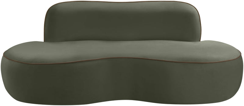 Swerve 77" Velvet Upholstered Loveseat in Green - 44021Green-L