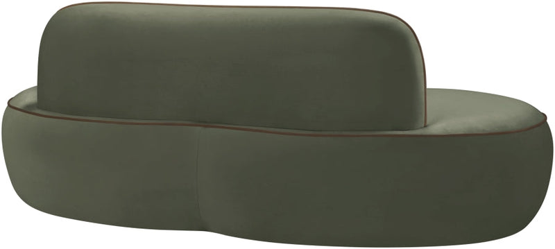 Swerve 77" Velvet Upholstered Loveseat in Green - 44021Green-L