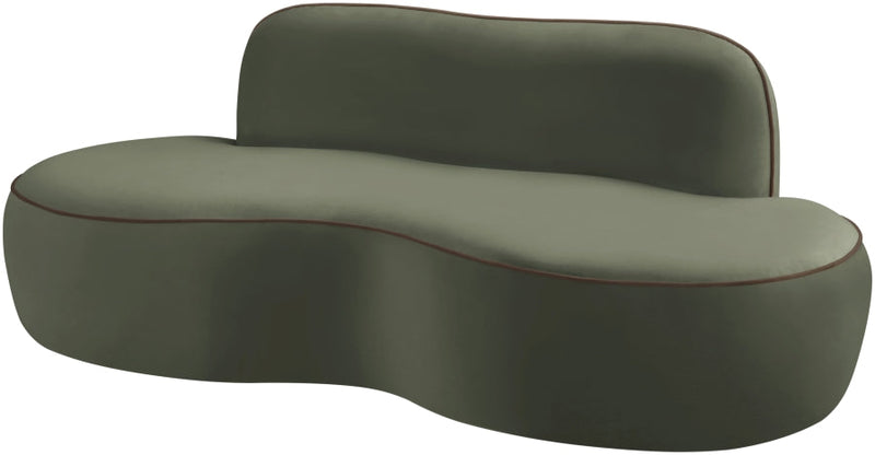 Swerve 77" Velvet Upholstered Loveseat in Green - 44021Green-L