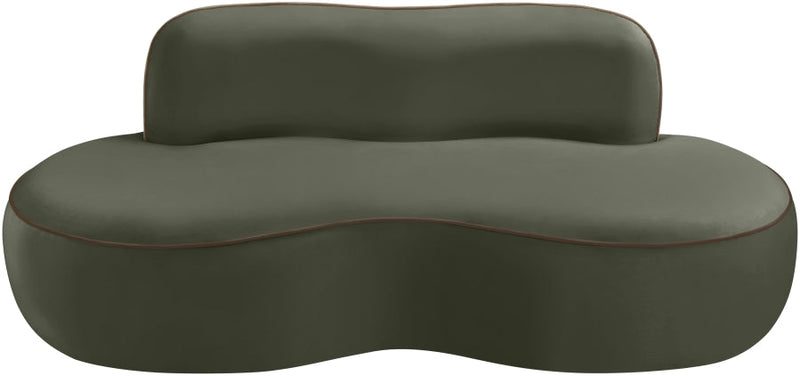 Swerve 77" Velvet Upholstered Loveseat in Green - 44021Green-L