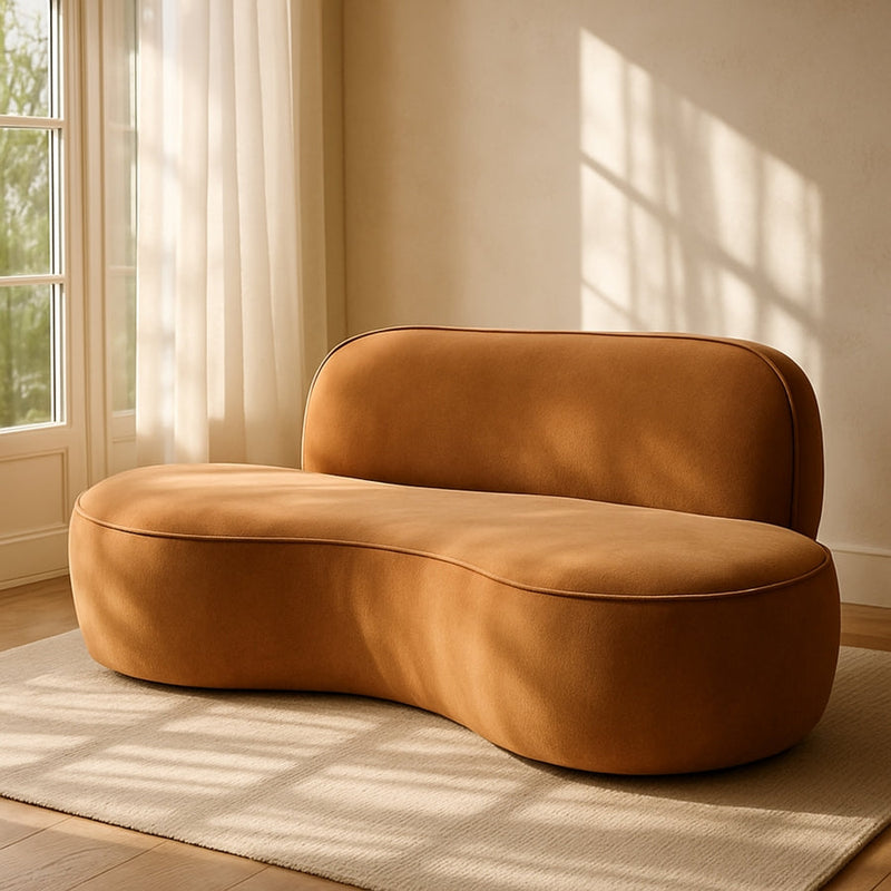 Swerve 77" Velvet Upholstered Loveseat in Saddle - 44021Saddle-L