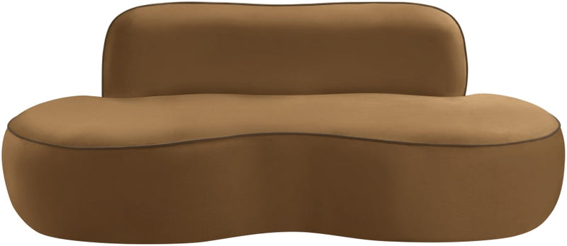 Swerve 77" Velvet Upholstered Loveseat in Saddle - 44021Saddle-L
