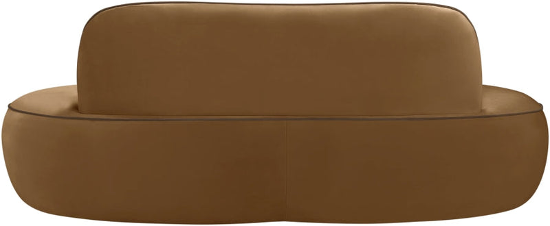 Swerve 77" Velvet Upholstered Loveseat in Saddle - 44021Saddle-L