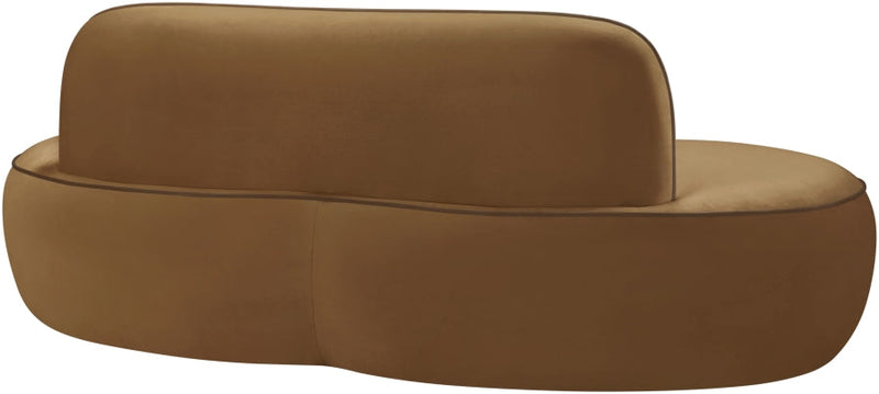 Swerve 77" Velvet Upholstered Loveseat in Saddle - 44021Saddle-L