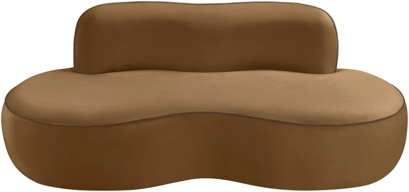 Swerve 77" Velvet Upholstered Loveseat in Saddle - 44021Saddle-L