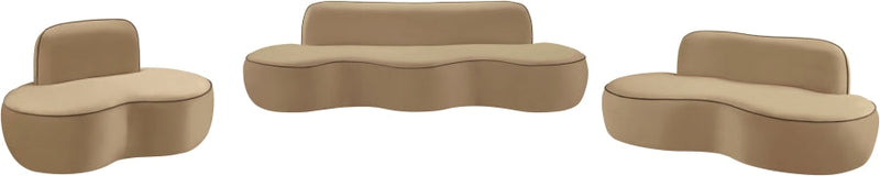Swerve Velvet Upholstered Chair in Beige - 44021Beige-C