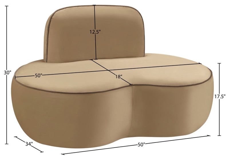 Swerve Velvet Upholstered Chair in Beige - 44021Beige-C
