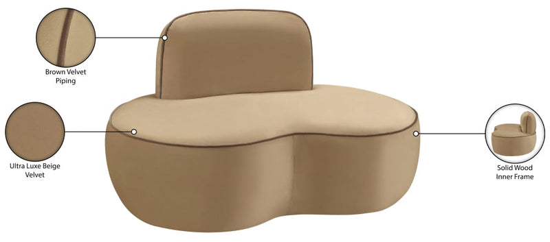 Swerve Velvet Upholstered Chair in Beige - 44021Beige-C