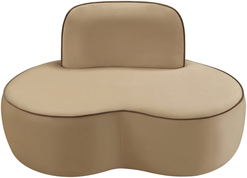 Swerve Velvet Upholstered Chair in Beige - 44021Beige-C