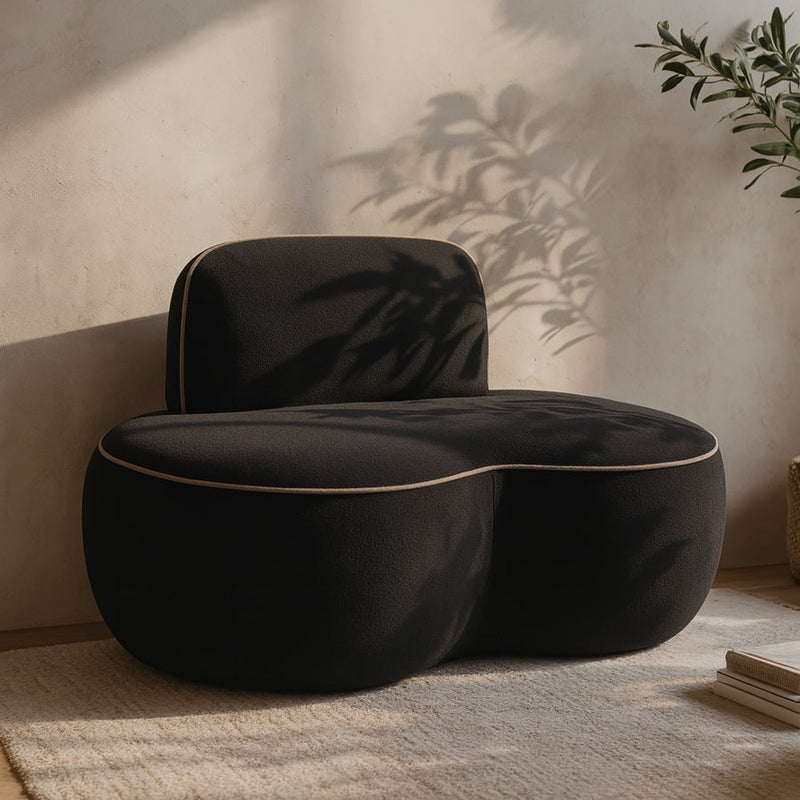 Swerve Velvet Upholstered Chair in Black - 44021Black-C