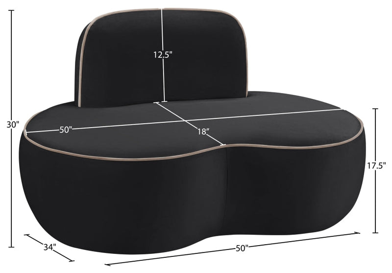 Swerve Velvet Upholstered Chair in Black - 44021Black-C
