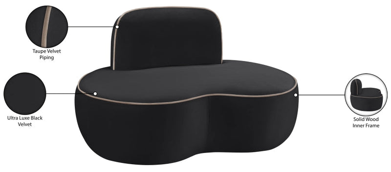 Swerve Velvet Upholstered Chair in Black - 44021Black-C
