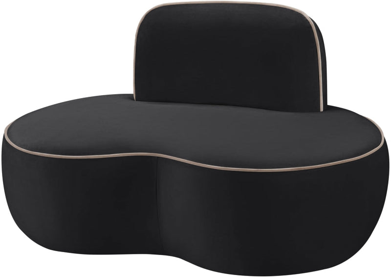 Swerve Velvet Upholstered Chair in Black - 44021Black-C