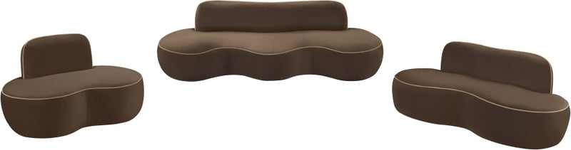 Swerve Velvet Upholstered Chair in Brown - 44021Brown-C