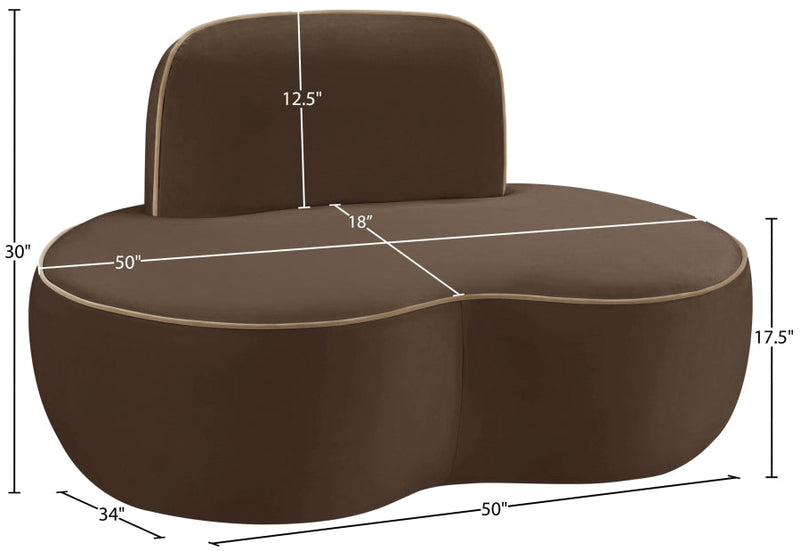 Swerve Velvet Upholstered Chair in Brown - 44021Brown-C