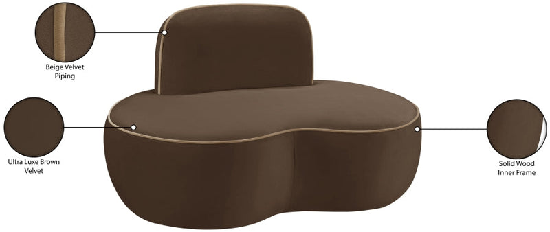 Swerve Velvet Upholstered Chair in Brown - 44021Brown-C