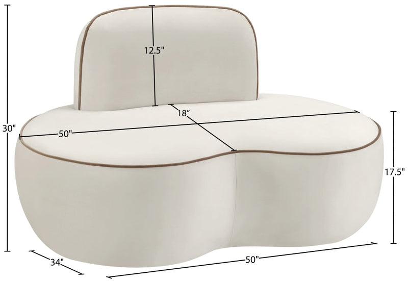 Swerve Velvet Upholstered Chair in Cream - 44021Cream-C