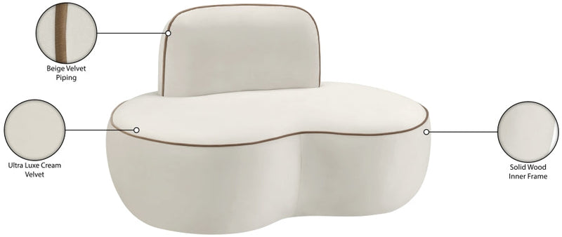 Swerve Velvet Upholstered Chair in Cream - 44021Cream-C