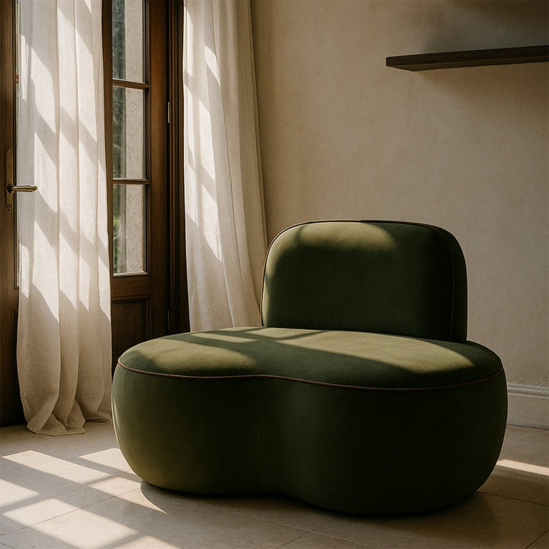 Swerve Velvet Upholstered Chair in Green - 44021Green-C