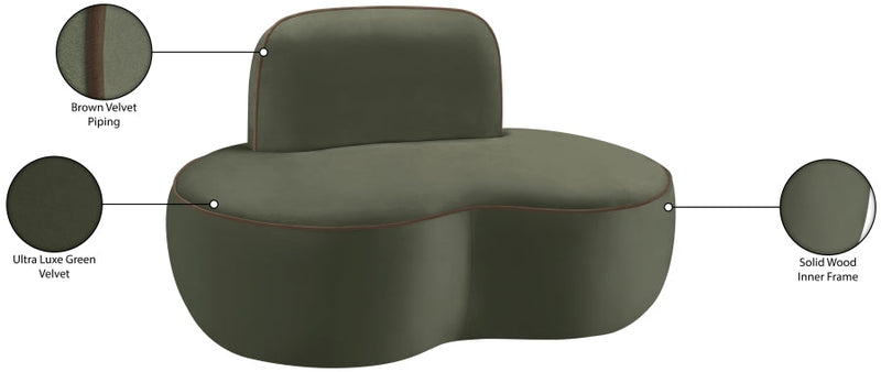 Swerve Velvet Upholstered Chair in Green - 44021Green-C