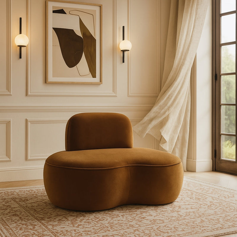 Swerve Velvet Upholstered Chair in Saddle - 44021Saddle-C