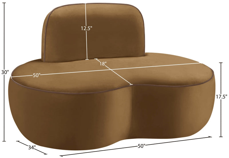 Swerve Velvet Upholstered Chair in Saddle - 44021Saddle-C