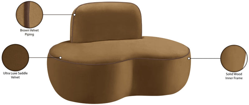 Swerve Velvet Upholstered Chair in Saddle - 44021Saddle-C