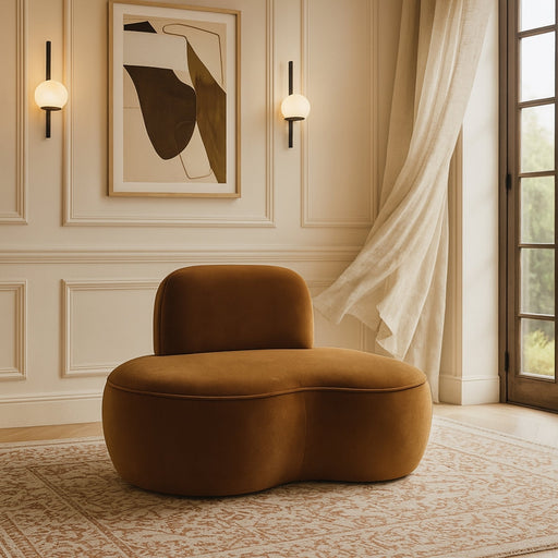 Swerve Velvet Upholstered Chair in Saddle - 44021Saddle-C