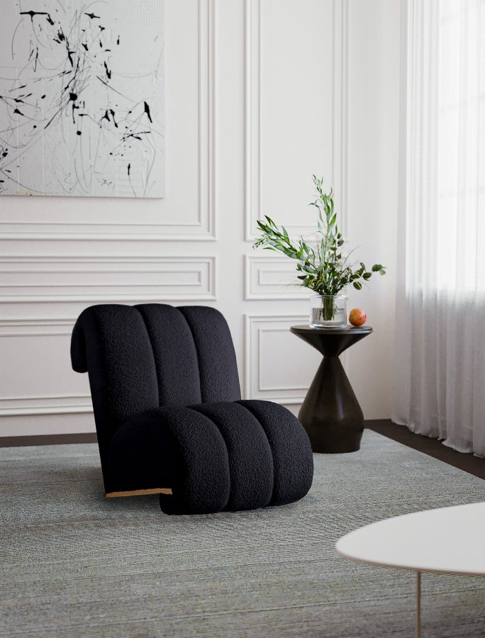 Swoon Faux Sheepskin Upholstered Accent Chair in Black - 571Black