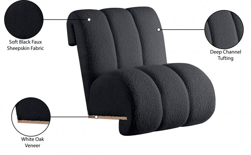 Swoon Faux Sheepskin Upholstered Accent Chair in Black - 571Black