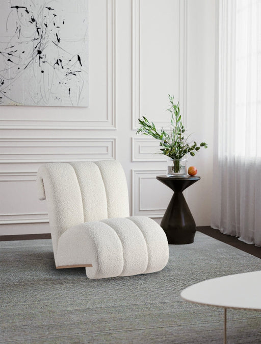 Swoon Faux Sheepskin Upholstered Accent Chair in Cream - 571Cream
