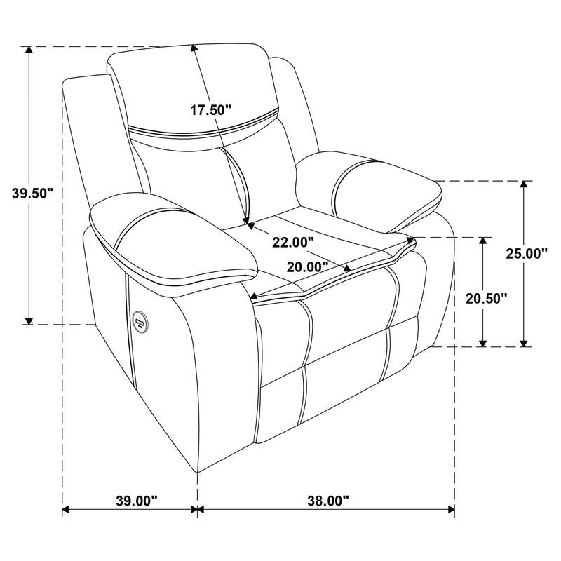 Sycamore Upholstered Power Recliner Chair Dark Brown - 610193P