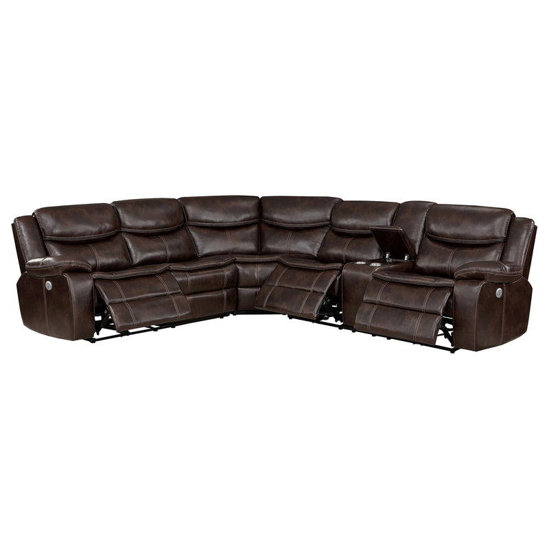 Sycamore Upholstered Power Reclining Sectional Sofa Brown - 610190P