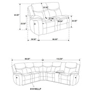 Sycamore Upholstered Power Reclining Sectional Sofa Brown - 610190P