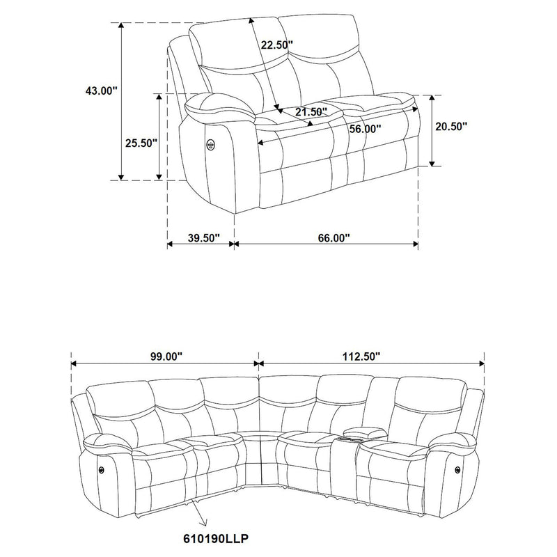 Sycamore Upholstered Power Reclining Sectional Sofa Brown - 610190P